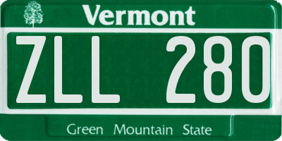 VT license plate ZLL280