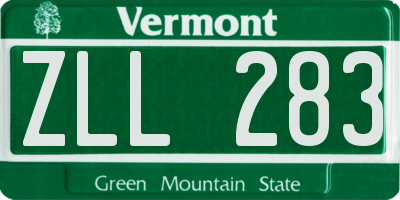 VT license plate ZLL283