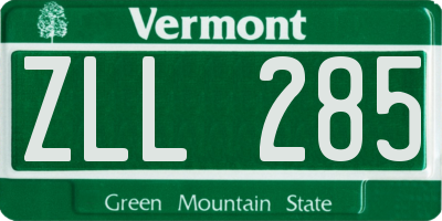 VT license plate ZLL285