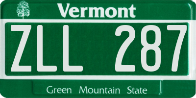 VT license plate ZLL287
