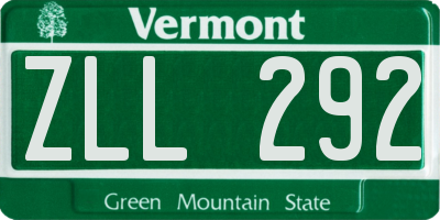 VT license plate ZLL292
