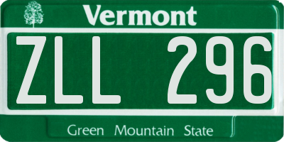 VT license plate ZLL296