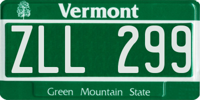 VT license plate ZLL299