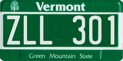 VT license plate ZLL301