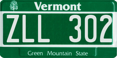 VT license plate ZLL302