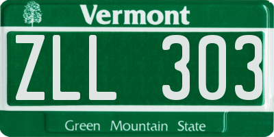 VT license plate ZLL303