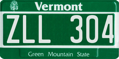 VT license plate ZLL304