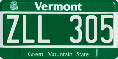 VT license plate ZLL305