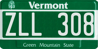 VT license plate ZLL308