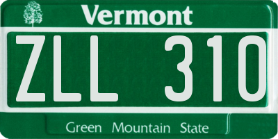 VT license plate ZLL310