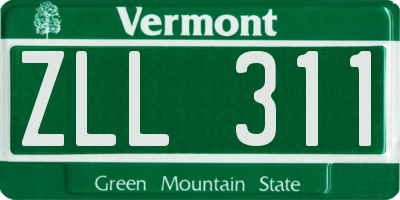 VT license plate ZLL311