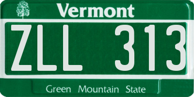VT license plate ZLL313