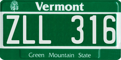 VT license plate ZLL316