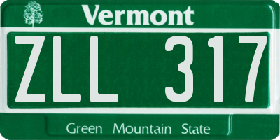 VT license plate ZLL317