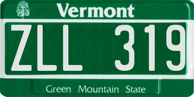 VT license plate ZLL319