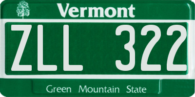 VT license plate ZLL322