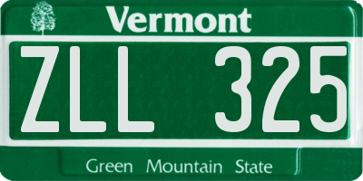 VT license plate ZLL325