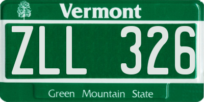 VT license plate ZLL326