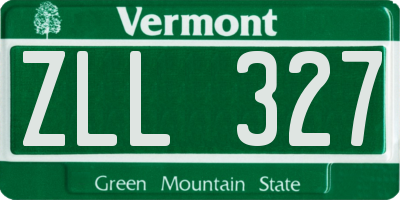 VT license plate ZLL327