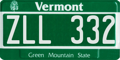 VT license plate ZLL332
