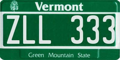 VT license plate ZLL333