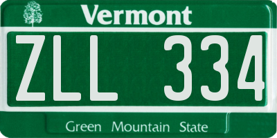 VT license plate ZLL334