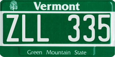 VT license plate ZLL335