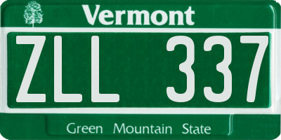 VT license plate ZLL337