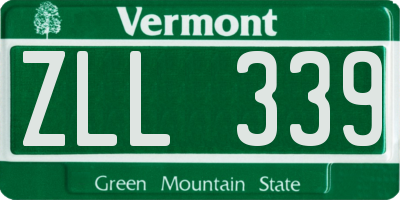 VT license plate ZLL339