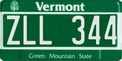 VT license plate ZLL344