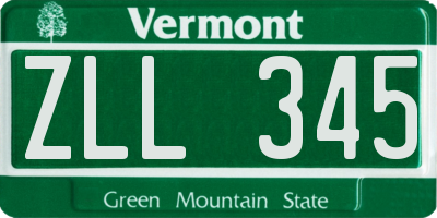 VT license plate ZLL345