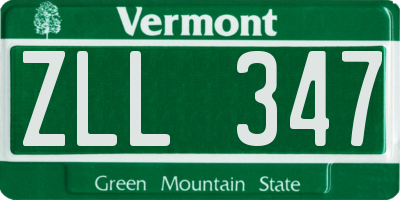 VT license plate ZLL347