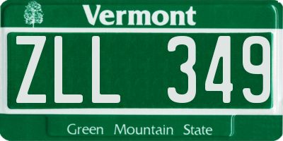 VT license plate ZLL349