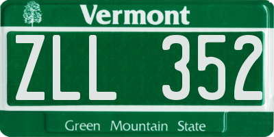 VT license plate ZLL352