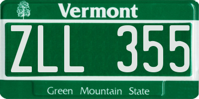 VT license plate ZLL355