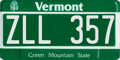 VT license plate ZLL357