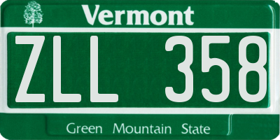 VT license plate ZLL358