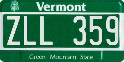 VT license plate ZLL359