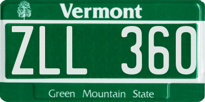 VT license plate ZLL360
