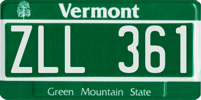 VT license plate ZLL361