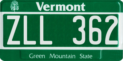 VT license plate ZLL362