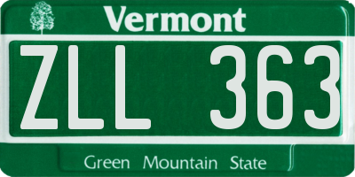 VT license plate ZLL363