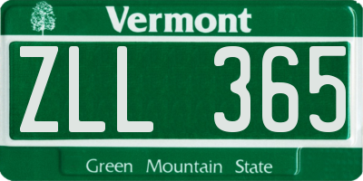 VT license plate ZLL365