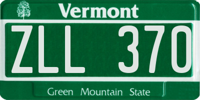 VT license plate ZLL370