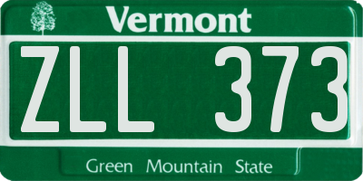 VT license plate ZLL373