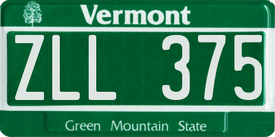 VT license plate ZLL375