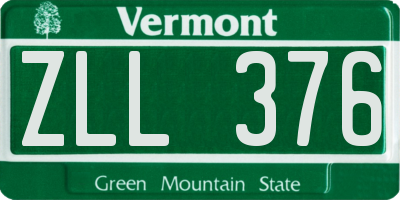 VT license plate ZLL376