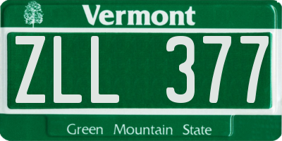 VT license plate ZLL377