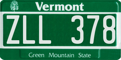 VT license plate ZLL378