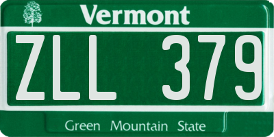 VT license plate ZLL379
